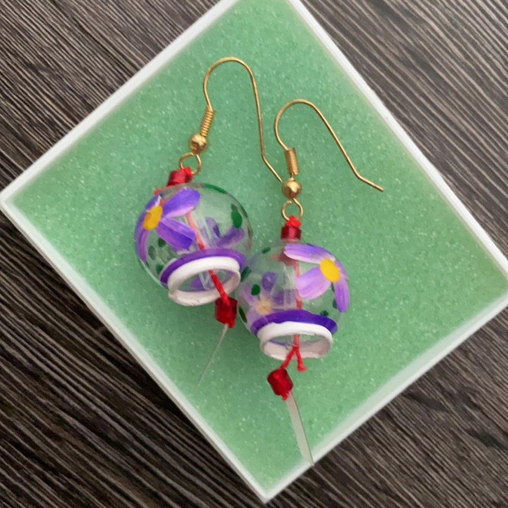 Japanese Furin Dangling Earrings